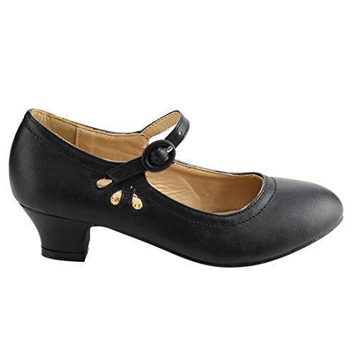 Chase & Chloe Mimi-2K Girl's Stitching Cut Out Mary Jane Kitten Heel Dress Pumps2