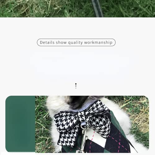 Image of Rabbit Harness and Leash for Walking Escape Proof - Cute Preppy Style Mesh Breathable Bunny Vest Harness Outdoor Training - Also Suit for Ferret Kittn Puppy Small Animals (Forest Green bow,Small)