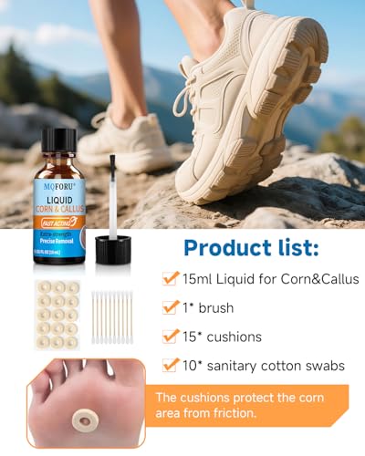 MQFORU 15ml Hühneraugen Entferner Lösung, Corn Remover, HüHneraugen Entferner, Mais Linderung von Maisschmerzen und Fußpflege mit Pinsel