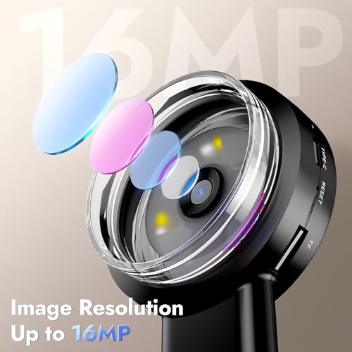 Mikroskop für Erwachsene Kinder Hand Lupe 100X Magnifier 2-Zoll-IPS-Bildschirm, Münzvergrößerer mit weiß/lila Licht, Juwelierlupe kompatibel mit Windows/Mac, Magnifier mit 32-GB-Speicherkart Schwarz