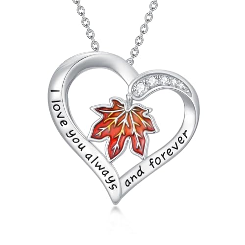 Dorunmo Thanksgiving Necklace 925 Sterling Silver Heart Pendant Necklaces for Women Holiday Festive Jewelry Turkey/Pumpkin/Maple Leaf Pendant Necklace