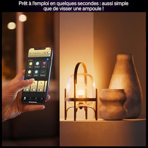 Philips Hue Ampoule LED connectée A60, White and color, Culot E27, 8,1 W, Spectre complet 1000-2000 K, 1100 lumens, Intensité variable, Compatible avec Alexa, Google Assistant et Apple Home, pack de 2