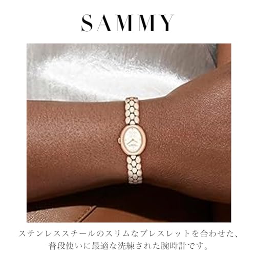 Image of Coach Sammy Qtz Basic Silver White Oval Dial Women's Watch|Ionic Plated Rose Gold Steel Material|Rose Gold Color Band - 14504437