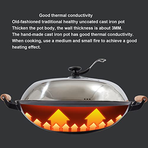 Wok de Hierro Fundido 51 cm Negro miniatura 6