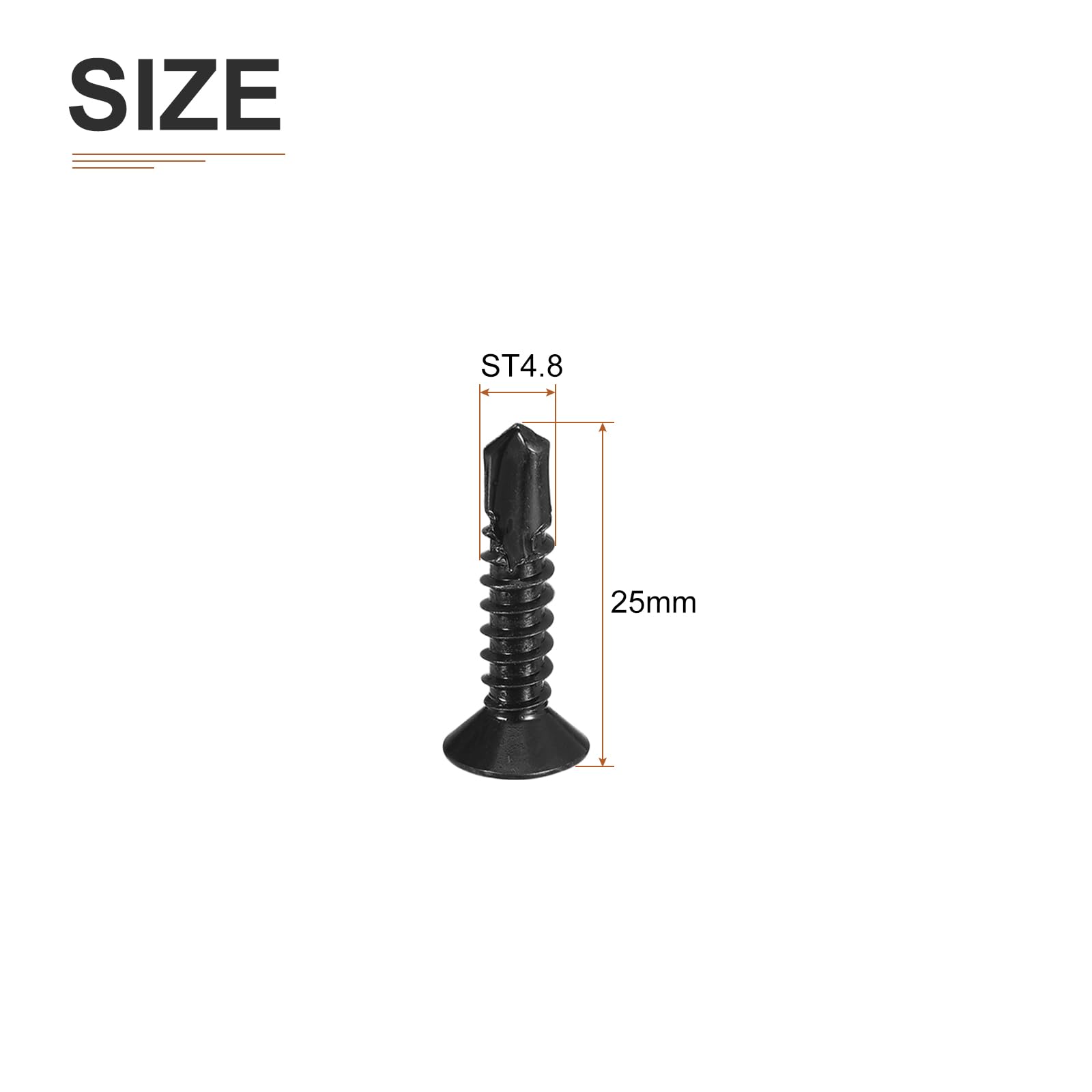 DTGN 100Pcs ST4.8x25mm Self Drilling Screws, 410 Stainless Steel Flat Head Phillips Sheet Metal Screw - Image 2