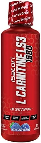 iSatori L-Carnitine LS3 Concentrated Liquid Metabolic Enhancer and Energy Booster - Health and Fitness - Keto Friendly - Stimulant Free - Blue Raspberry 1500mg (32 Servings)