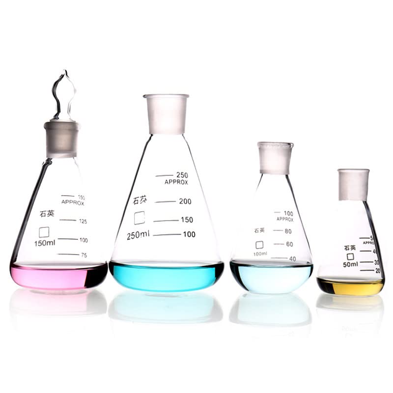 Quartz Triangle Flask Cone Flask high Temperature Resistant Transparent Solution Heating Debugging Bottle (500ML(1))