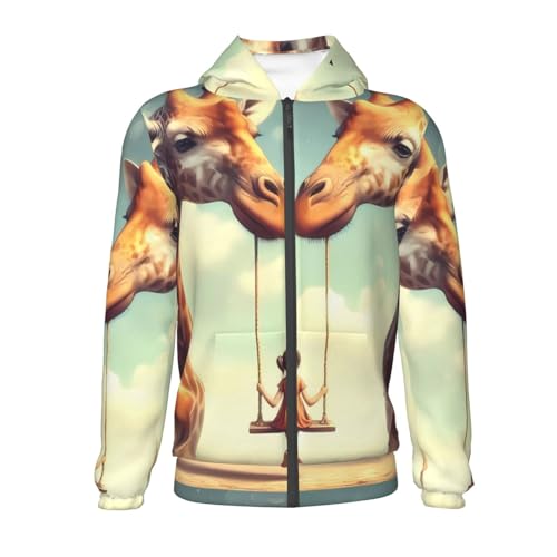 Giraffe Swing1 Kids Pullover Hoodies Boys Zip Up Sweatshirts Girls Athletic Clothes with Pocket2