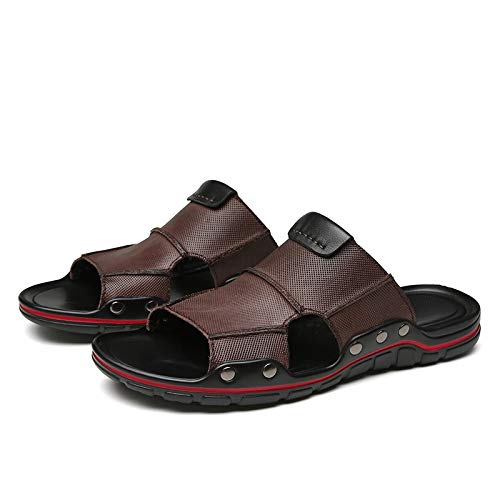 Mens Slide Sandals Open Toe For Beach Fixed Strap PU Leather Waterproof Outdoor Slide Sandal3