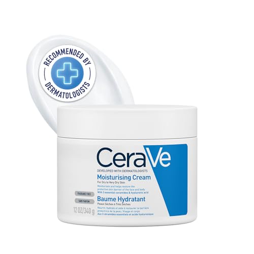 CeraVe Moisturising Cream for Dry to Very Dry Skin 340g, Moisturiser for Face and Body with Hyaluronic Acid & 3 Essential Ceramides, CeraVe Body and Face Cream