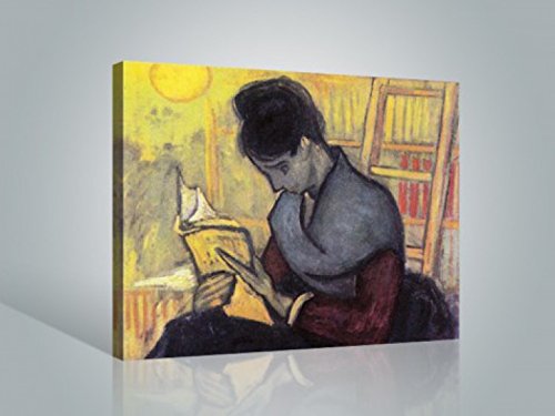 1art1 Vincent Van Gogh Poster Stampa Artistica su Tela La Lettrice di Romanzi, 1888 Quadro da Parete sulla Barella | Murale XXL | Immagine 80x60 cm
