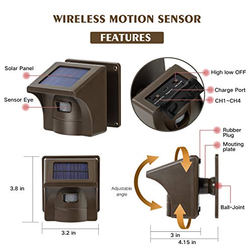 1/2 Mile Long Range Solar Wireless Driveway Alarm Outdoor Weather Resistant Motion Sensor & Detector-Security Alert System-Monitor & Protect Outside Property,No Need to Replace Battery - Thumbnail 6