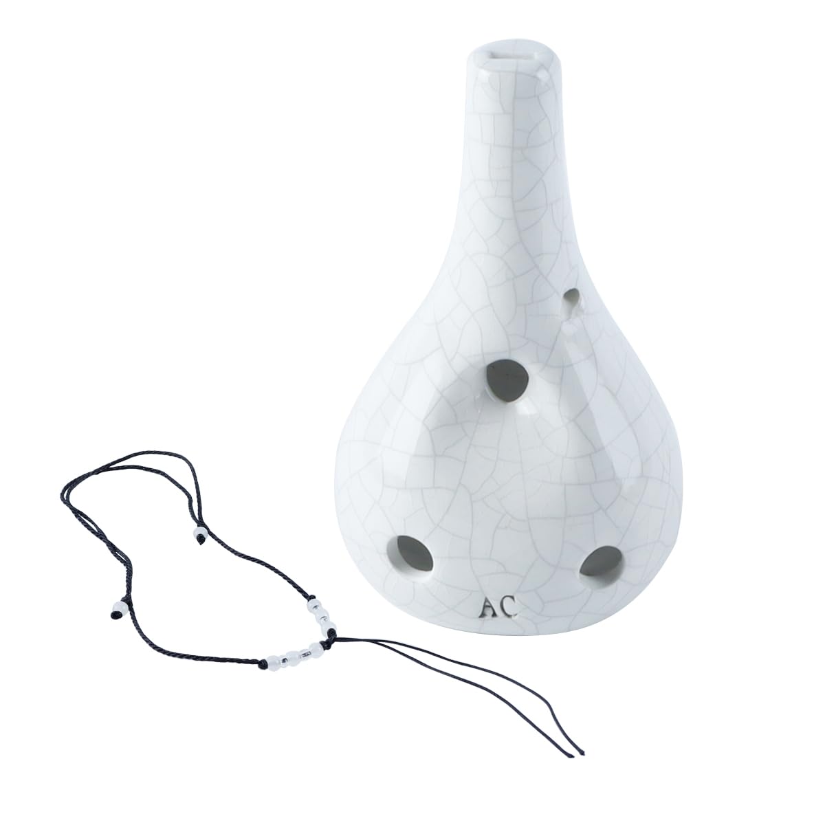 Alnicov Alnicov 6 Hole Ocarina,Wine Bottle Style Alto C Ocarina,Ice Crack Glazed Craft White
