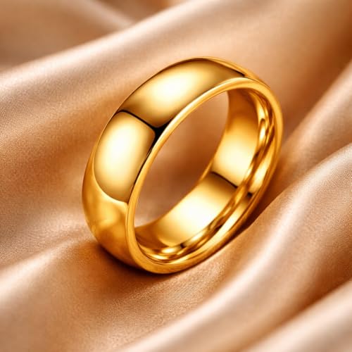 Image of 18K Gold Plated Tungsten Men's Classic Band Ring for Mens | Everyday Wear Rings for Mens