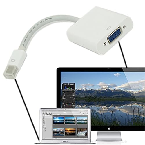 Image of ATEVON Mini DisplayPort to VGA Adapter 1080P Video Converter for MacBook Laptop Monitor Projector Plug and Play Compact White