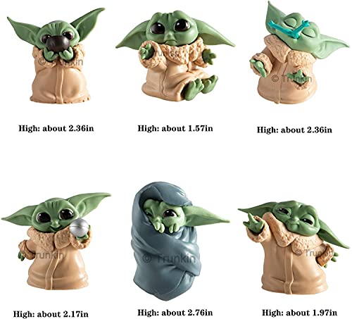 Image of Trunkin Baby Yoda Rubber Doll Gift Toys 2-2.4 Inch Mandalorian Yoda Baby Action Toys (Set A) | Yoda Figures 6Pcs /Set Action Figurine,Multicolor