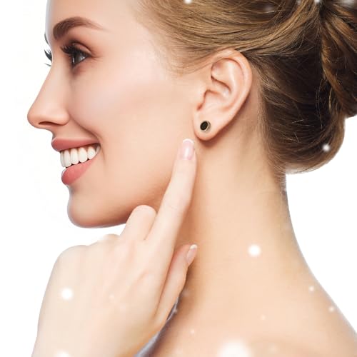 2025 Upgraded Hypoallergenic earrings for men,Mens surgical steel black stud earring jewelry,Great Wall wall grain round cake shape,Single black gel 0.4 inches wide4