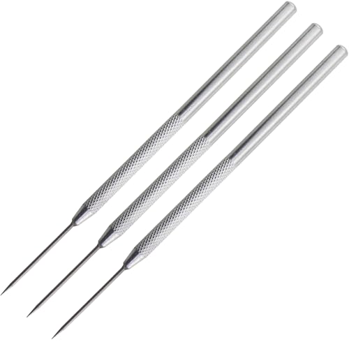 KKUANG 3PCS 16cm Silver Metal Terracotta Needle Clay Modelling Detail Needle Carving Tool Suitable for Model Repair Nail Art Decoration Figurine Modification