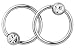 Pair of 2 Rings: 16g 3/8" Surgical Steel Clear CZ Captive Bead Hoop Rings, 4 mm Balls
