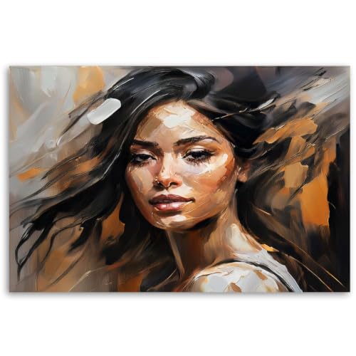 Lienzo de pintura al óleo moderna con retrato abstracto de mujer de 50x70 cm para decoración