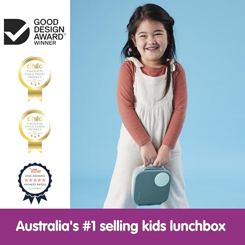 Image of b.box Mini Lunch Box Kids | 4.25 Cup Leak Proof Bento Box for Kids Ages 3+ | 3 Compartment Snack Containers, School Lunch Container, Dishwasher Safe, BPA-Free, PFAS-Free - Emerald Forest