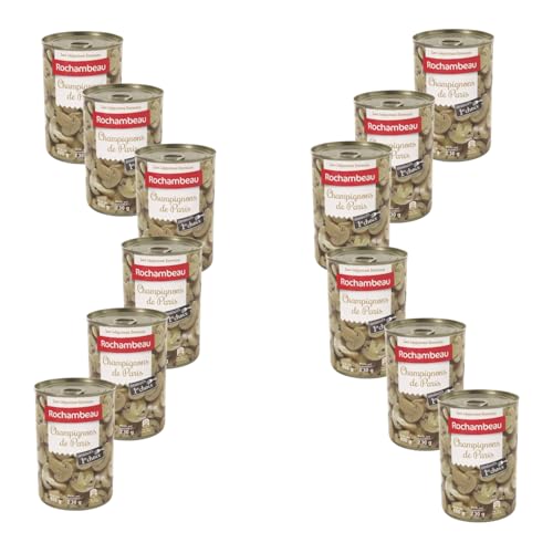 Champiñones de París en láminas ROCHAMBEAU – Paquete de 12 latas de 400 g | Tiernos y listos para usar