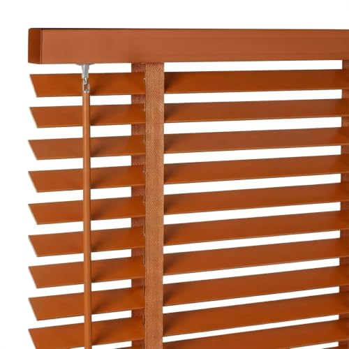 2" Cordless Solid Wood Blinds for Indoor Window,Brown 30" W x 64" H