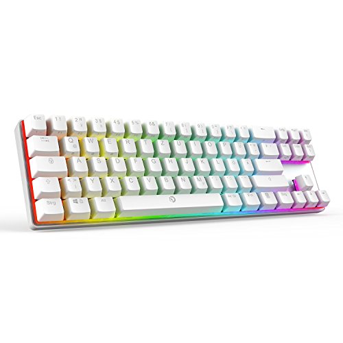 drevo Calibur 72 tasti tenkeyless tastiera meccanica con retroilluminazione RGB, con Bluetooth 4.0 Wireless collegato, Deutsche Layout bianco Schwarz-Schalter