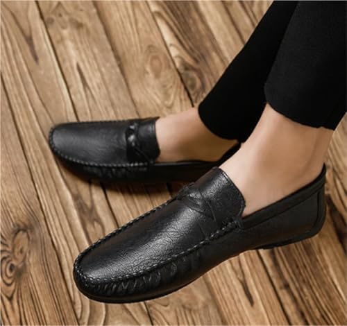 Mens Leather Loafers Lightweight Anti Slip Comfortable Flat Heel Classic Casual Shoes Outdoor Walking Driving Shoes2