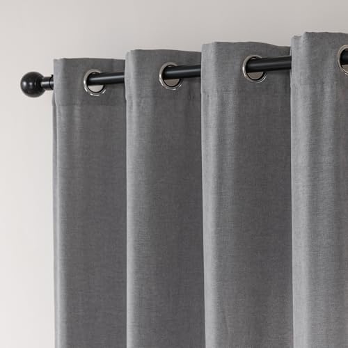 Image of Amazon Basics Chenille Room Darkening Curtains, Light Filtering Window Drapes for Bedroom and Living Room, 2-Panel Set with Grommets, 42 inch W x 84 inch L, Grey Diamond