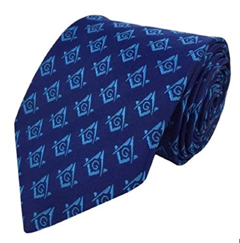 Corbata de seda masónica con escuadra y compás para masones de logia