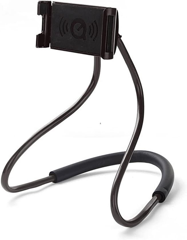 Universal Smart Mobile Phone Stand,Hanging on Neck Cell Phone Mount Holder, Lazy Cell Phone Holder (Black)