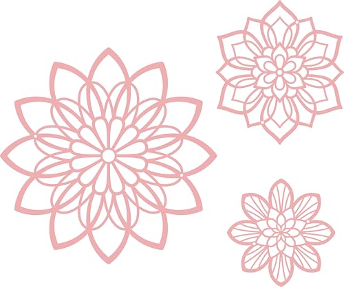 3 Pieces Metal Flowers Wall Decor, Black Wall Decoration Metal, Flower Art Wall Decor Farmhouse Wall Decorations Multiple Flowers Hanging Decor for Bathroom Living Room Home Kitchen Garden Office (Pink Elegant)
