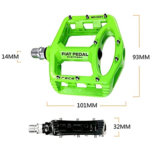 Lsrryd Mountain Bike Pedals Mtb Pedals Bicycle Flat Pedals Magnesium Alloy 9/16" Bearing Lightweight Platform For Road Mountain Bmx Bike (Color : Green) #TOP2