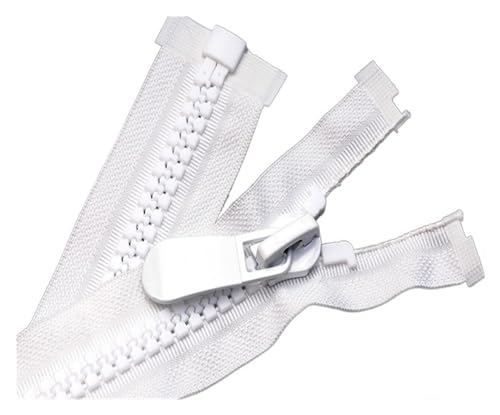 縫製用ファスナー ジッパー ブラック ホワイト ジップ ダブルスライダー ダウンジャケット コート DIY 縫製 衣類 テント オーニング(White single slider,120cm)