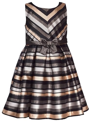 Bonnie Jean Girls 4-16 Metallic Stripe Jacquard Christmas Dress