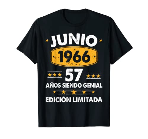 Hombre 57 Años Cumpleaños Regalo Hombre Junio 1966 Junio 57 Años Camiseta