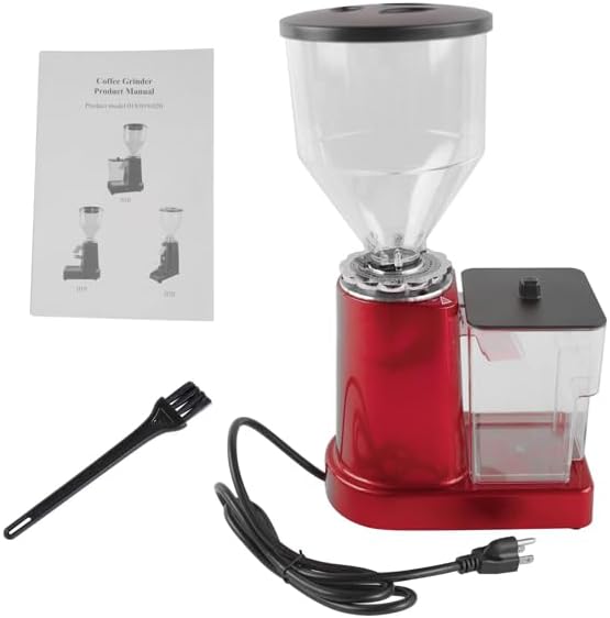 Red Electric Coffee Bean Grinder 35oz Flat Burr Coffee Grinder with 19 Grinding Settings