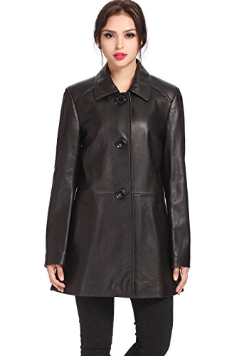 BGSD Women Hannah Lambskin Leather A-Line Coat (Also available in Plus Size & Petite)4