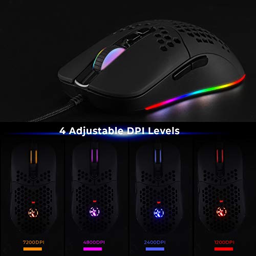 Image of USB C Mouse,Lightweight Gaming Type C up to 7200 DPI,Wired Mouse for MacBook Pro Chromebook Laptop PC and More USB Type C Devices (Black)