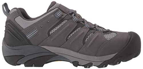 KEEN Utility Men's Lansing Low Height Steel Toe Work Shoes, Magnet/Majolica Blue, 12 US