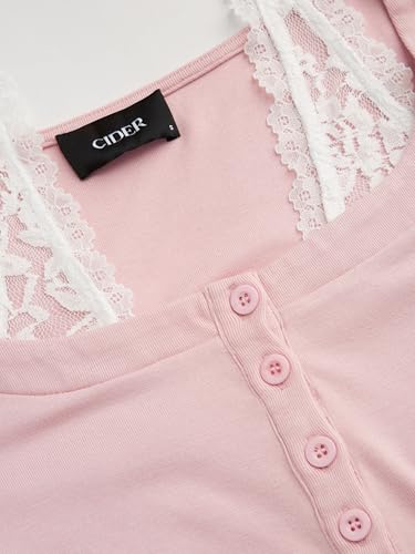 CIDER Halter Neck Long Sleeve Top, Going Out Tops, Ruched Drawstring, Trendy Shirt, Y2k Lace, Cute Tops2