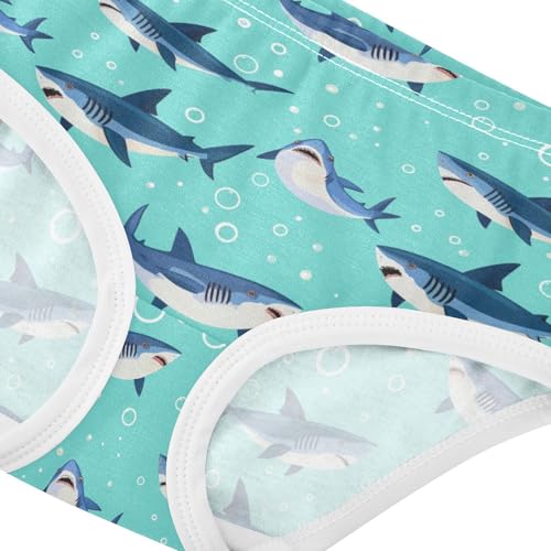 Wusikd Shark Girls' Underwear Cotton Blue Girls Briefs Soft Toddler Underwear 2T4