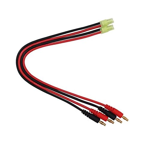 BDHI 2pcs compatible with Mini Tamiya Male Connector to 4.0mm Banana Plugs with 14awg Charge Cable 30cm 12in for Battery(B147-2) Cover
