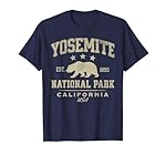 Parque Nacional de Yosemite Camiseta: Oso de Yosemite Park con diseño vintage. Muestra tu amor por la naturaleza, senderismo, camping y al aire libre. Recuerdo para hombres, mujeres y niños que aman caminar, acampar y viajar a parques nacionales. Ligero, Encaje clasico, Manga de doble pu...