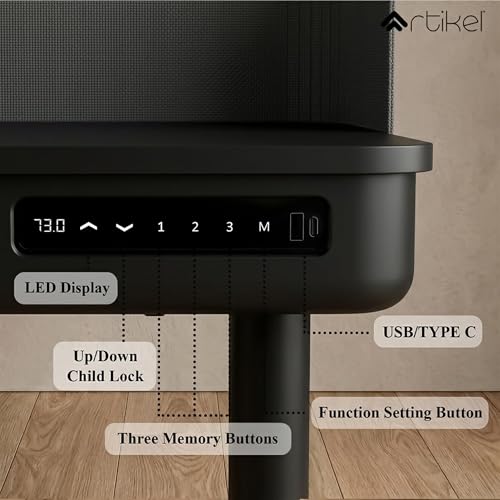 Image of ARTIKEL Case 2.0 Electric Height Adjustable Table for Office Work & Home-Sit Stand Gaming Desk 80kg Load with USB Portal |Workspace Table with Storage Drawers|120x60 CM| Black| 3 yrs Warranty