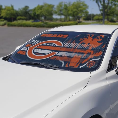 Image of Fanmats NFL Windshield Sun Auto Shade, Sun Shield Sun Visor Accordion tri-fold for Storage 59 inch x 29.5 inch, Colorful Team Design