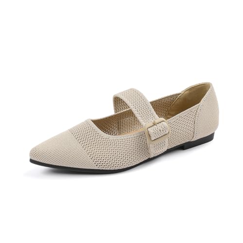 Semwiss Women's Mary Jane Flats Pointed Toe Ballet Flat Breathable