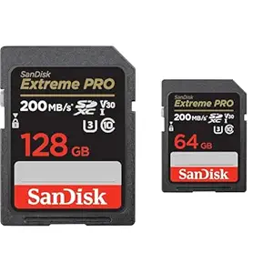 SanDisk Extreme Pro SD UHS I 128GB Card for 4K Video for DSLR and Mirrorless Cameras 200MB/s Read &