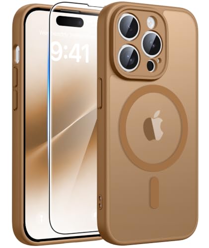 Image of FNTCASE for iPhone 14-Pro Case Brown: Translucent Compatible with MagSafe